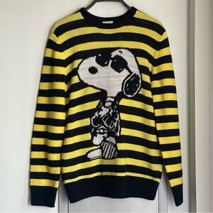 Peanuts Snoopy with Sunglasses Black and Yellow Striped Sweater